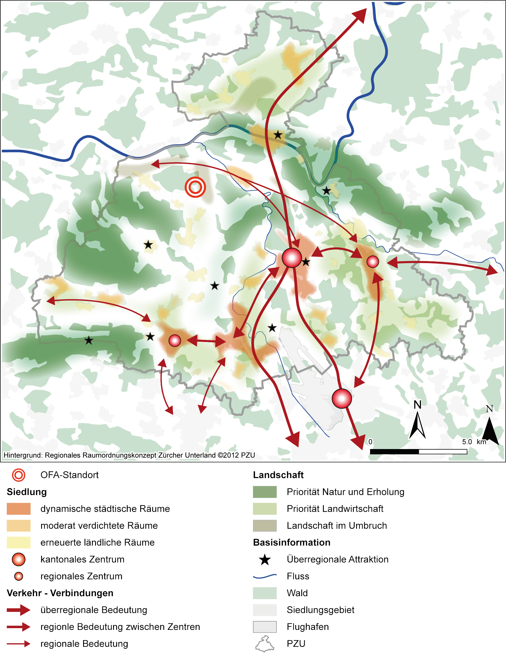Regionales Raumordnungskonzept Zürcher Unterland, Plan (PZU 2012)