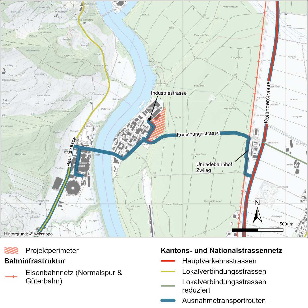 Verkehrserschliessung des Standorts Zwilag über Strasse und Schiene